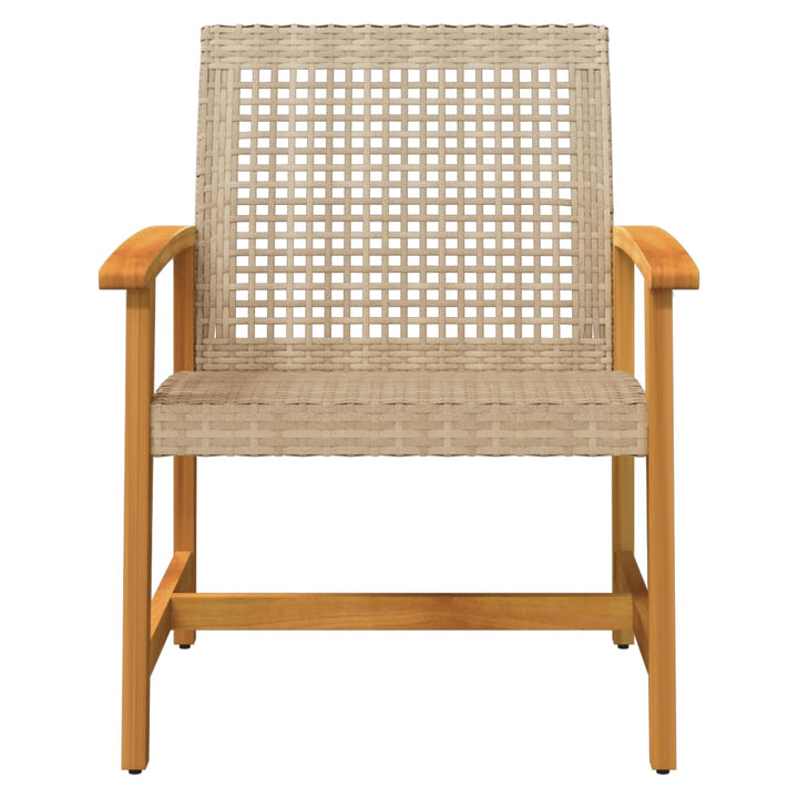 Gartenstühle 2 Stk. Beige Poly Rattan und Akazienholz