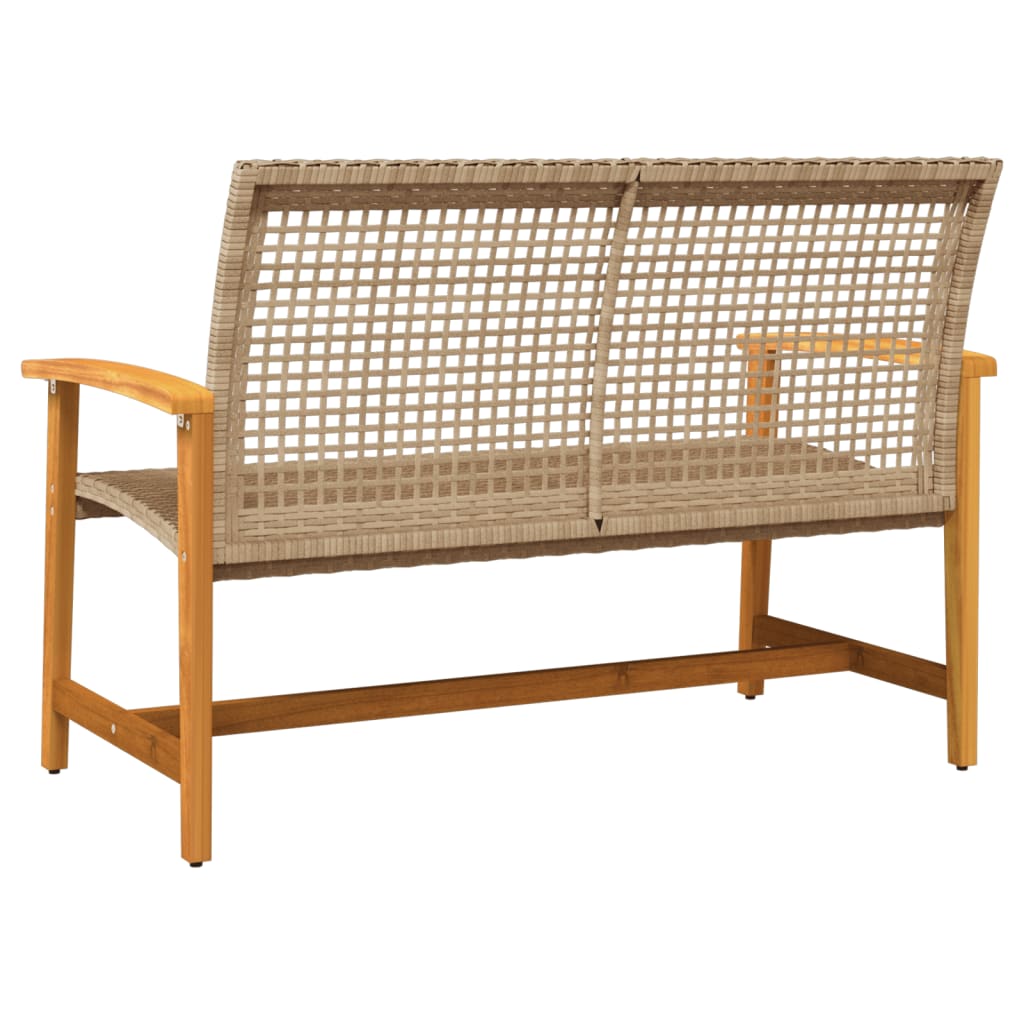 Gartenbank Beige 112 cm Poly Rattan und Akazienholz