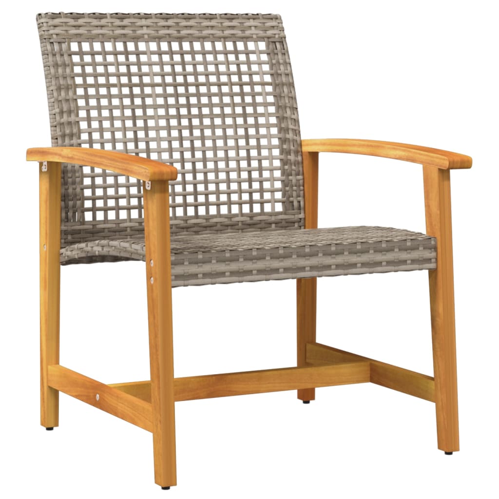 5-tlg. Garten-Lounge-Set Grau Poly Rattan und Akazienholz