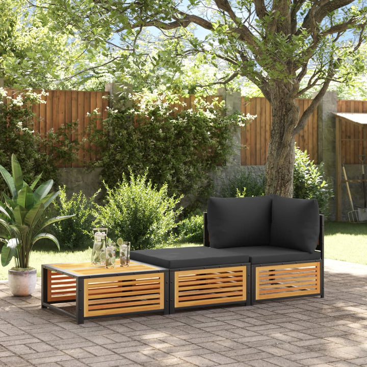 Mesa de jardín con taburete de madera maciza de acacia