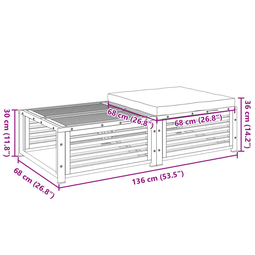 Mesa de jardín con taburete de madera maciza de acacia