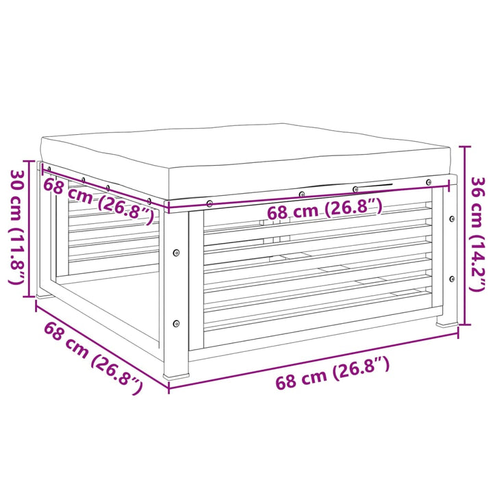 Gartenhocker mit Kissen 68x68x30 cm Massivholz Akazie