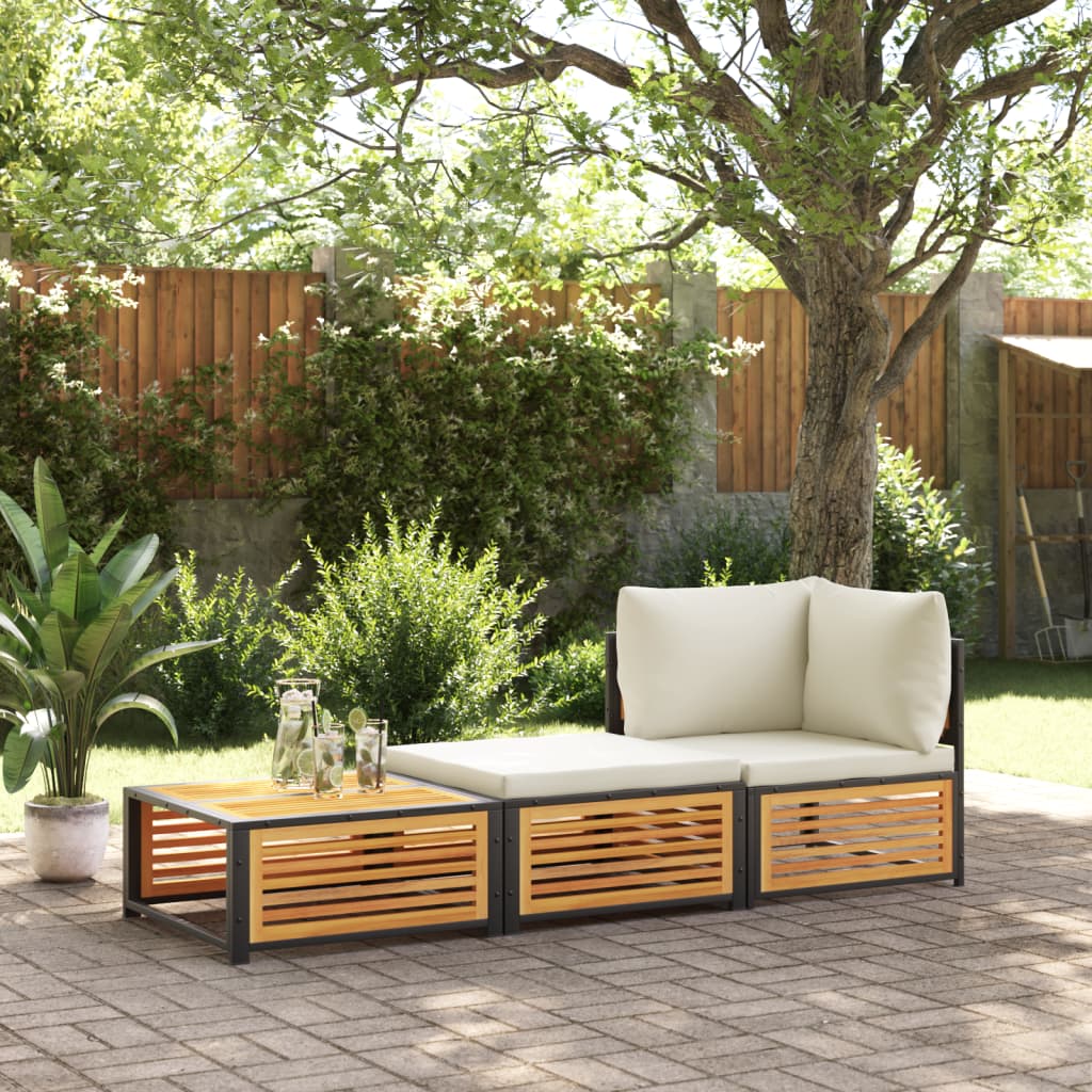 Mesa de jardín con taburete de madera maciza de acacia