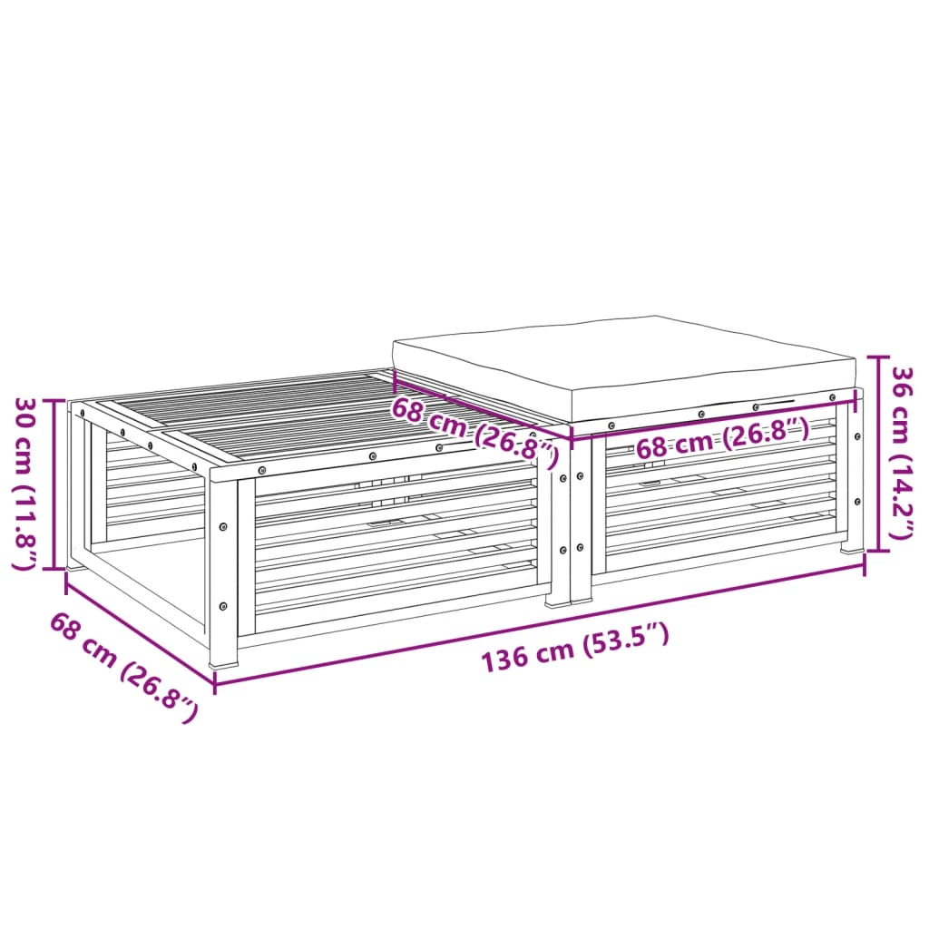 Mesa de jardín con taburete de madera maciza de acacia