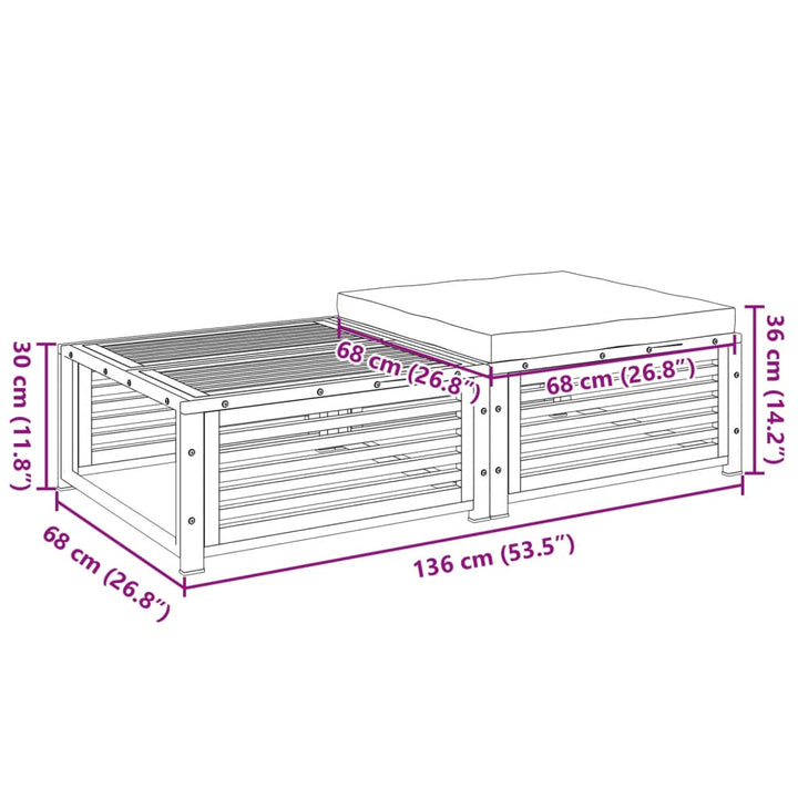 Mesa de jardín con taburete de madera maciza de acacia