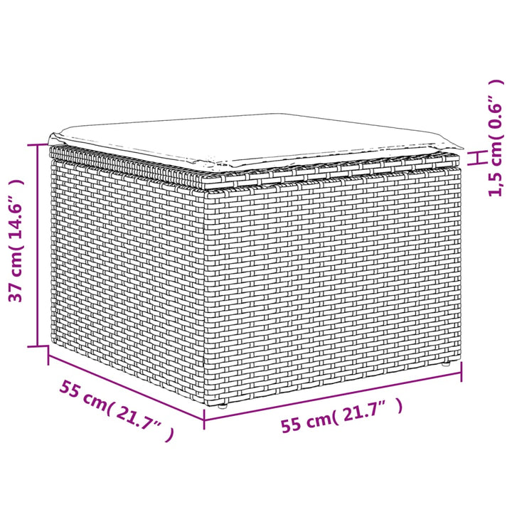 7-tlg. Garten-Sofagarnitur mit Kissen Grau Poly Rattan