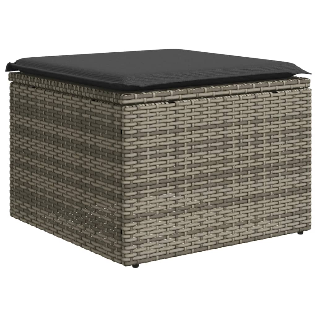 5-tlg. Garten-Sofagarnitur mit Kissen Grau Poly Rattan