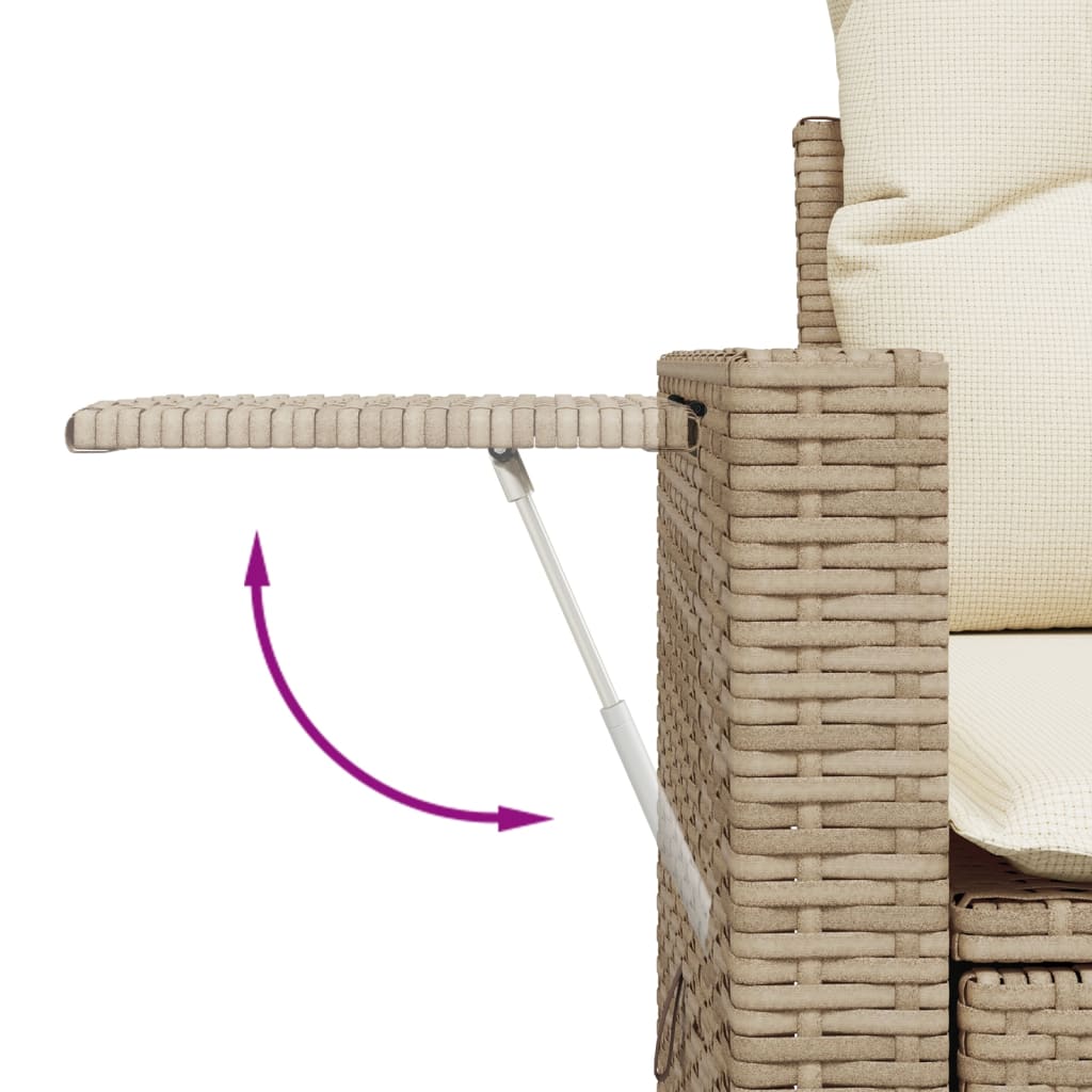 6-tlg. Garten-Sofagarnitur mit Kissen Beige Poly Rattan