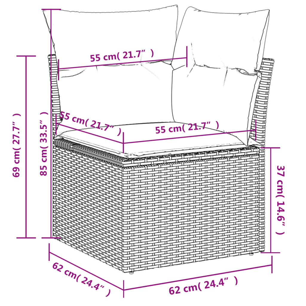 6-tlg. Garten-Sofagarnitur mit Kissen Beige Poly Rattan