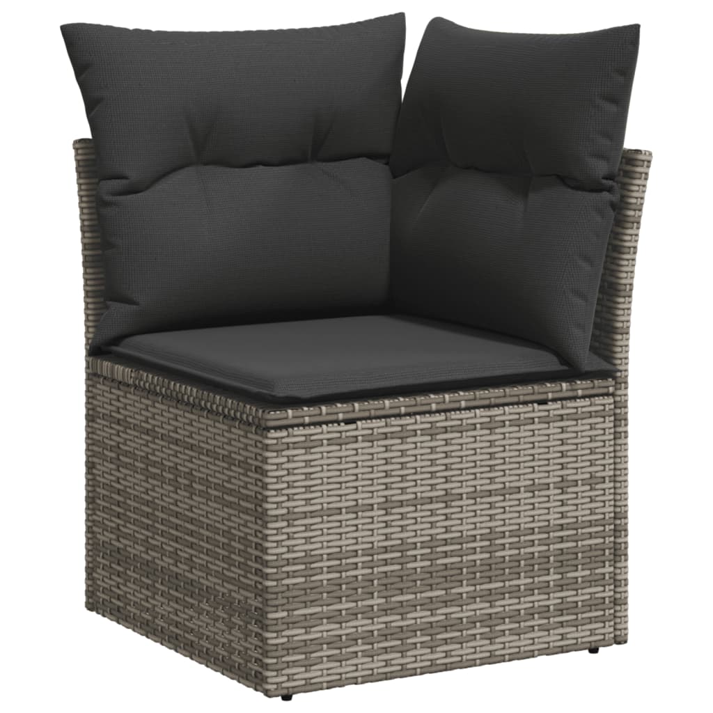 11-tlg. Garten-Sofagarnitur mit Kissen Schwarz Poly Rattan