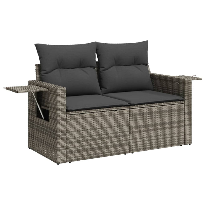 11-tlg. Garten-Sofagarnitur mit Kissen Schwarz Poly Rattan