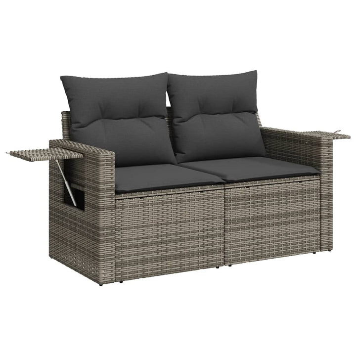 13-tlg. Garten-Sofagarnitur mit Kissen Grau Poly Rattan