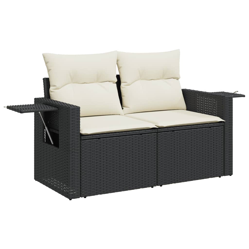 14-tlg. Garten-Sofagarnitur mit Kissen Schwarz Poly Rattan