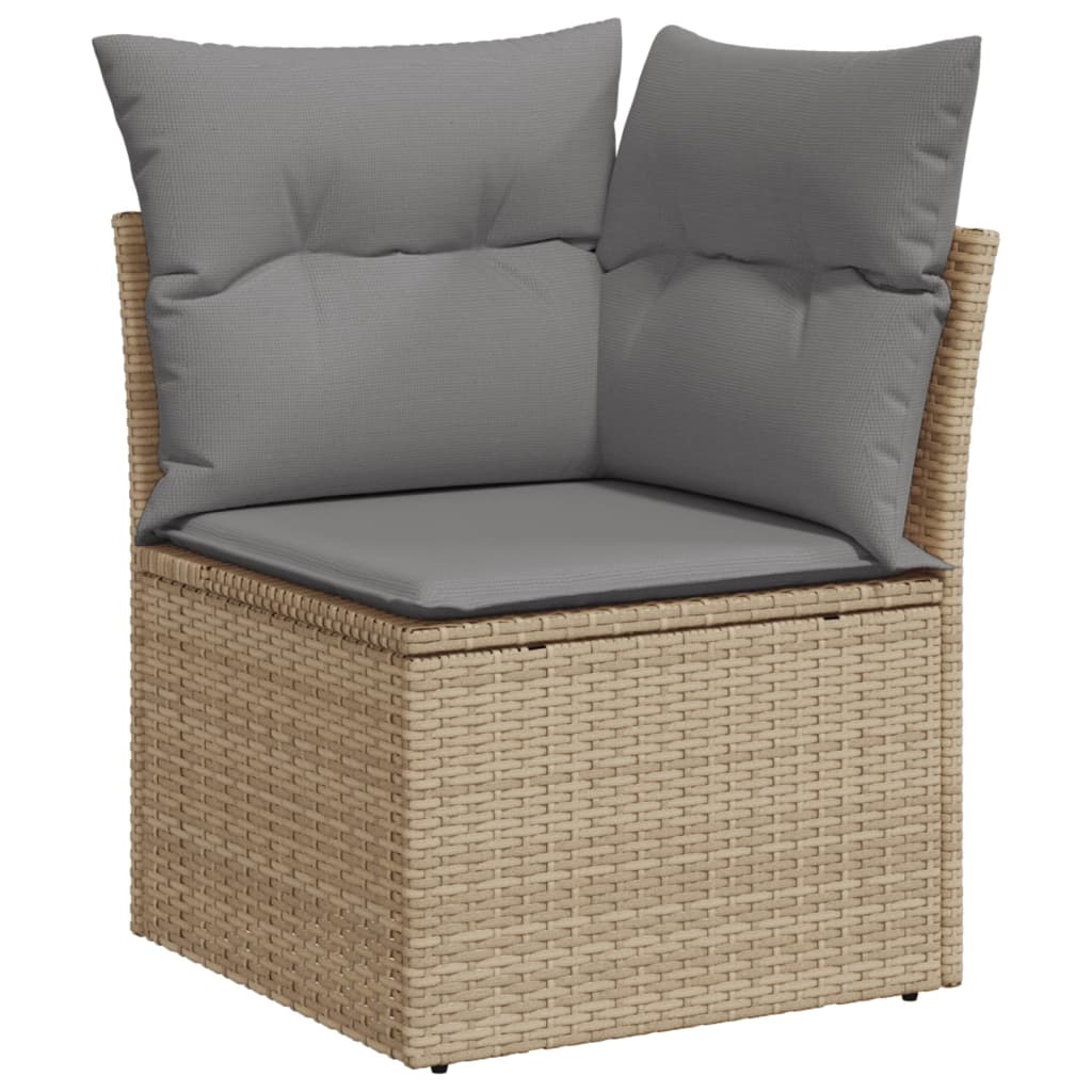 13-tlg. Garten-Sofagarnitur mit Kissen Beige Poly Rattan