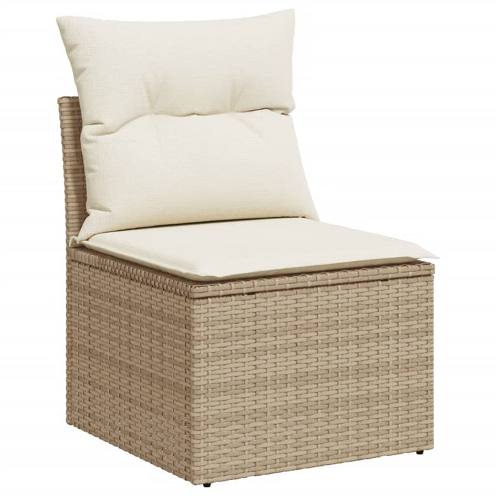 14-tlg. Garten-Sofagarnitur mit Kissen Beige Poly Rattan