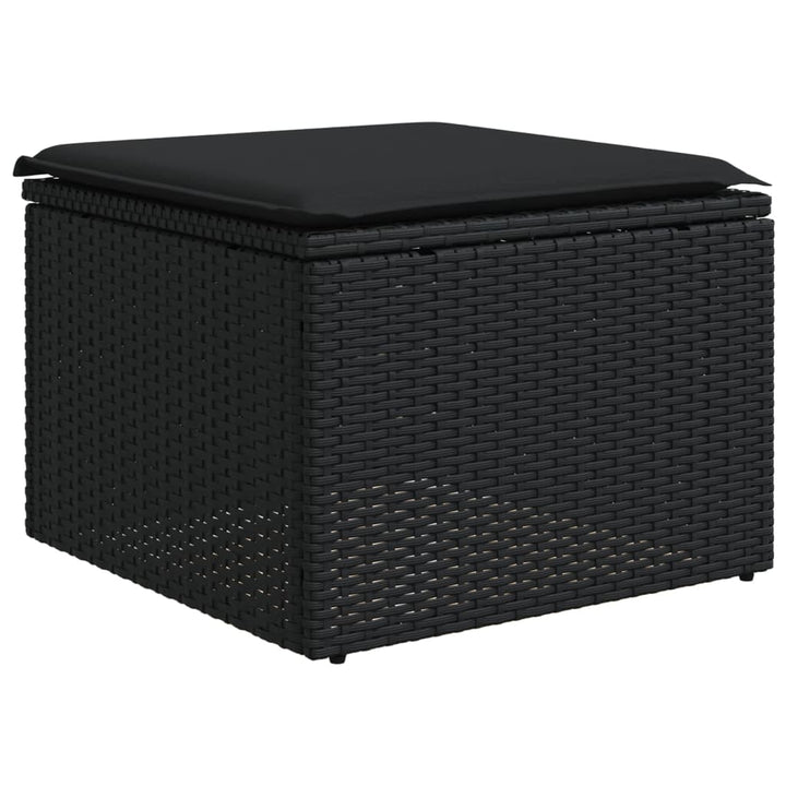 12-tlg. Garten-Sofagarnitur mit Kissen Schwarz Poly Rattan