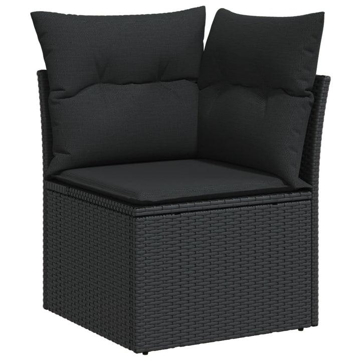 13-tlg. Garten-Sofagarnitur mit Kissen Schwarz Poly Rattan