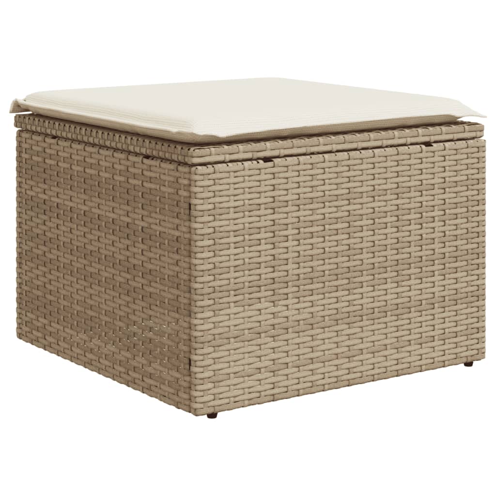 13-tlg. Garten-Sofagarnitur mit Kissen Beige Poly Rattan