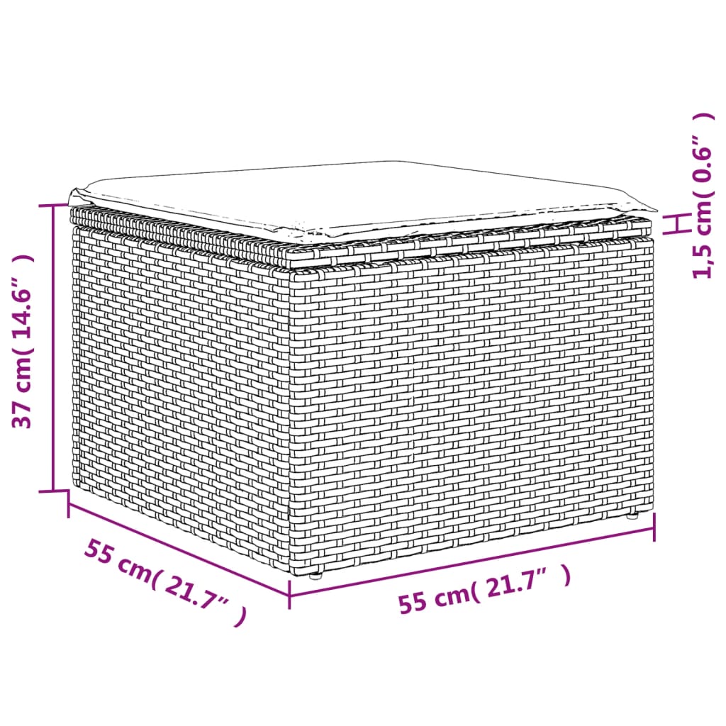 13-tlg. Garten-Sofagarnitur mit Kissen Grau Poly Rattan