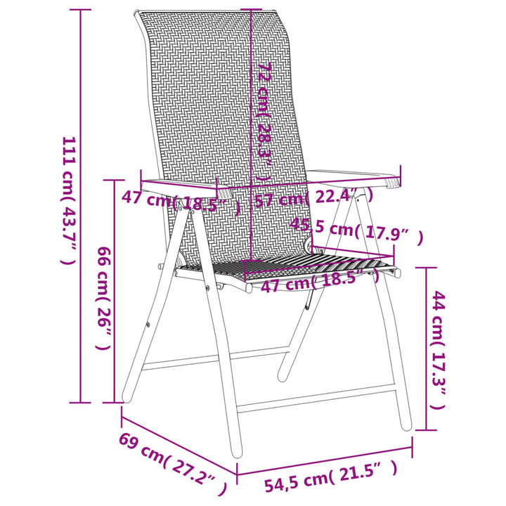 Gartenstühle 2 Stk. Klappbar Braun Poly Rattan