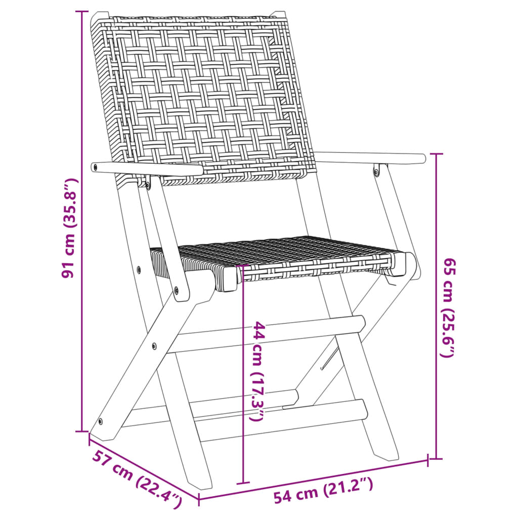 Gartenstühle 6 Stk. Klappbar Grau Poly Rattan & Massivholz