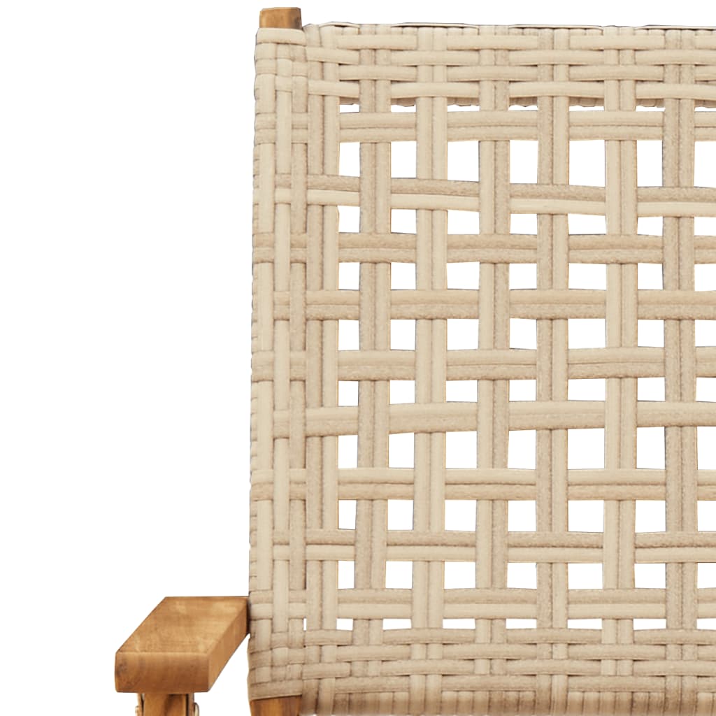 Gartenstühle 4 Stk. Klappbar Beige Poly Rattan & Massivholz