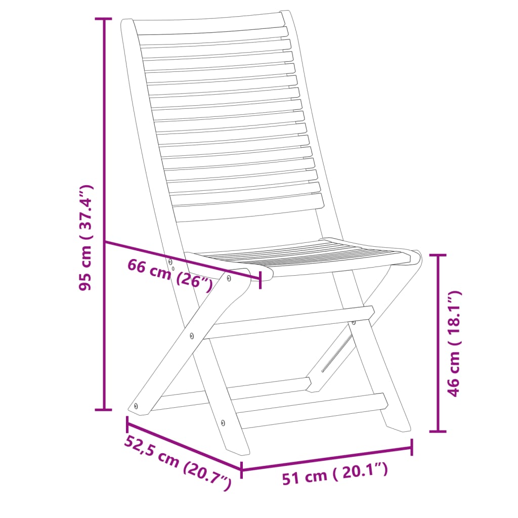 Gartenstühle 8 Stk. Klappbar 51x66x95 cm Massivholz Akazie