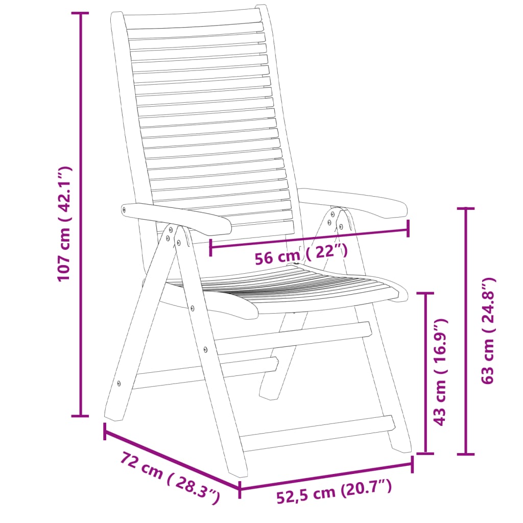 Gartenstühle 4 Stk. Verstellbar 56x72x107 cm Massivholz Akazie