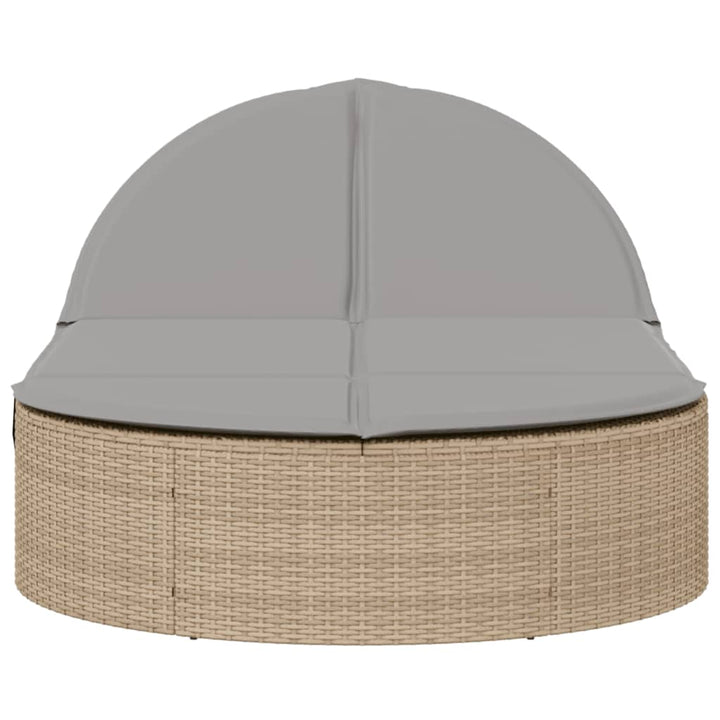 Doppel-Sonnenliege mit Auflagen Beige Poly Rattan