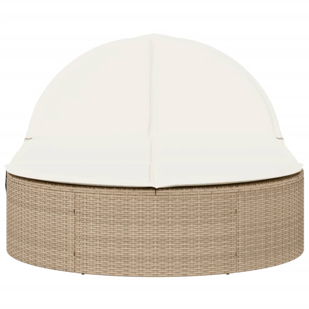 Doppel-Sonnenliege mit Auflagen Beige Poly Rattan