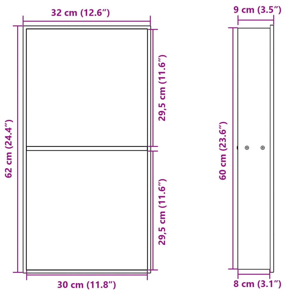 Nicho de ducha plata cepillada 32x62x9 cm acero inoxidable