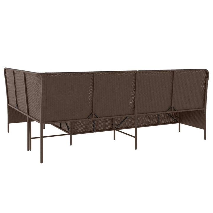 Gartensofa in L-Form mit Kissen Braun Poly Rattan