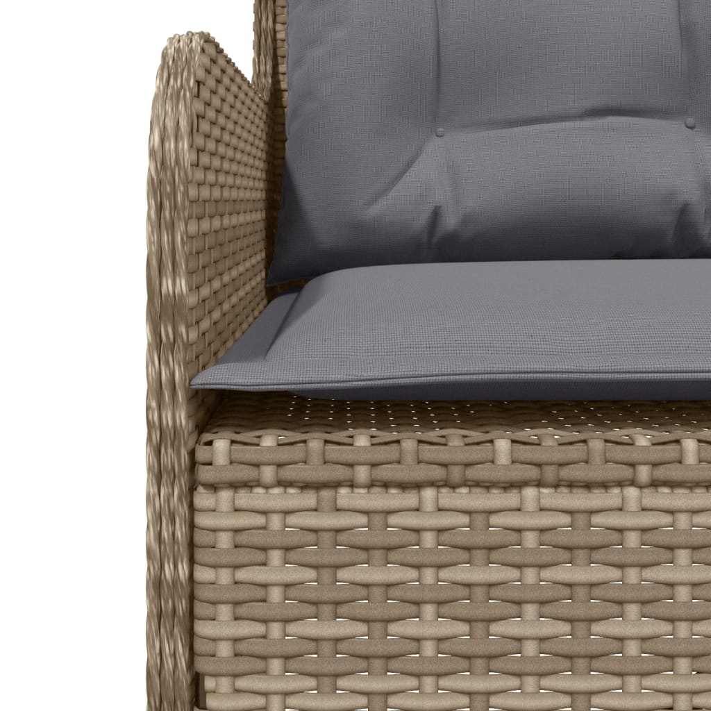 Gartensofa in L-Form mit Kissen Beige Poly Rattan