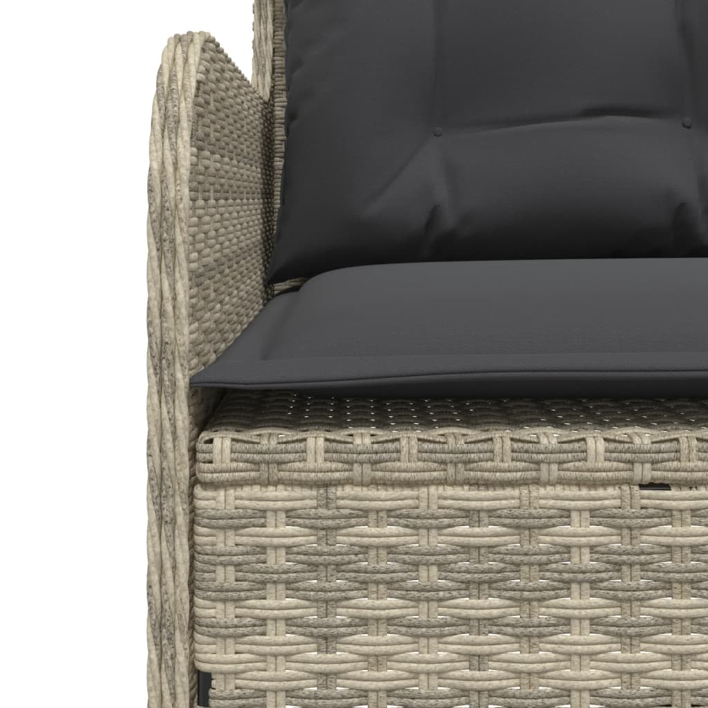 Gartensofa in L-Form mit Kissen Hellgrau Poly Rattan