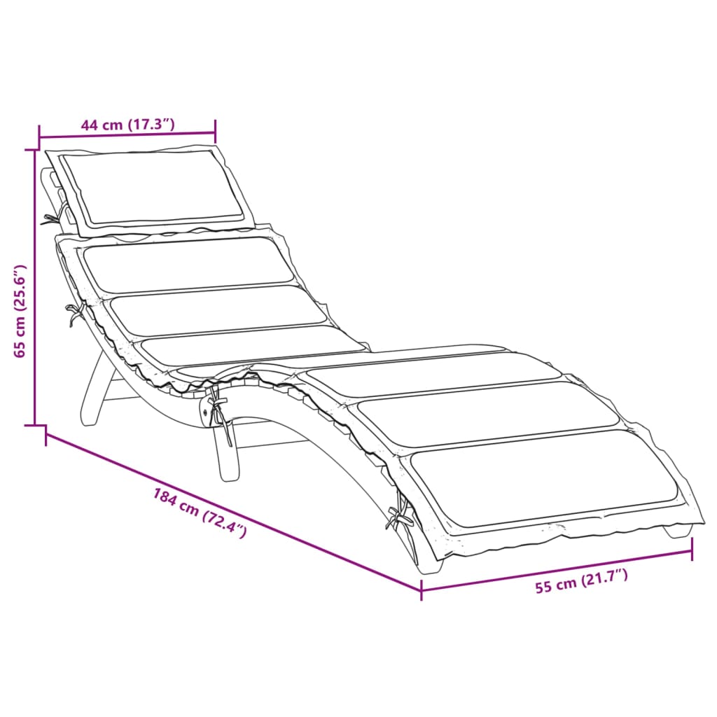 Sonnenliegen mit Auflagen 2 Stk. Taupe Massivholz Akazie