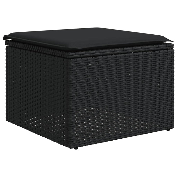 7-tlg. Garten-Sofagarnitur mit Kissen Schwarz Poly Rattan