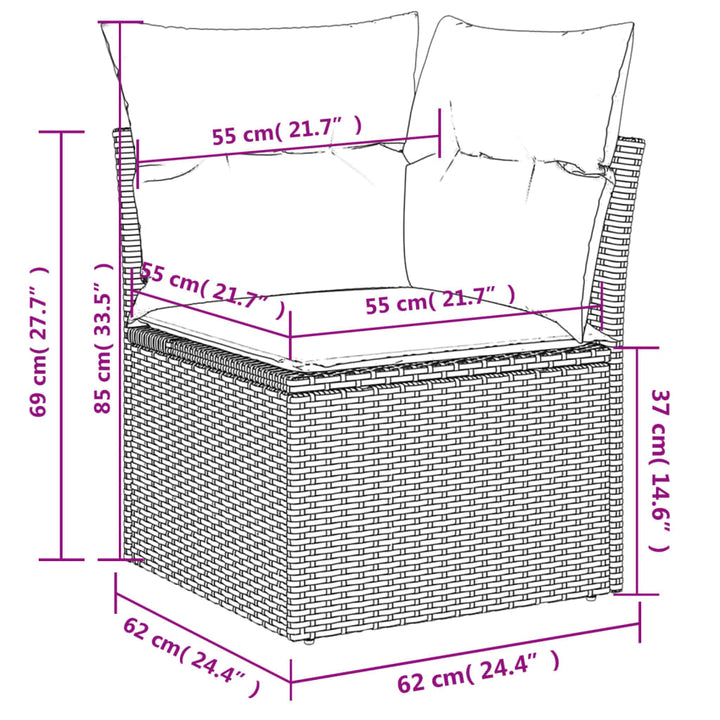 6-tlg. Garten-Sofagarnitur mit Kissen Hellgrau Poly Rattan