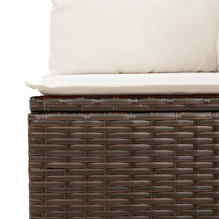 3-tlg. Garten-Sofagarnitur mit Kissen Braun Poly Rattan