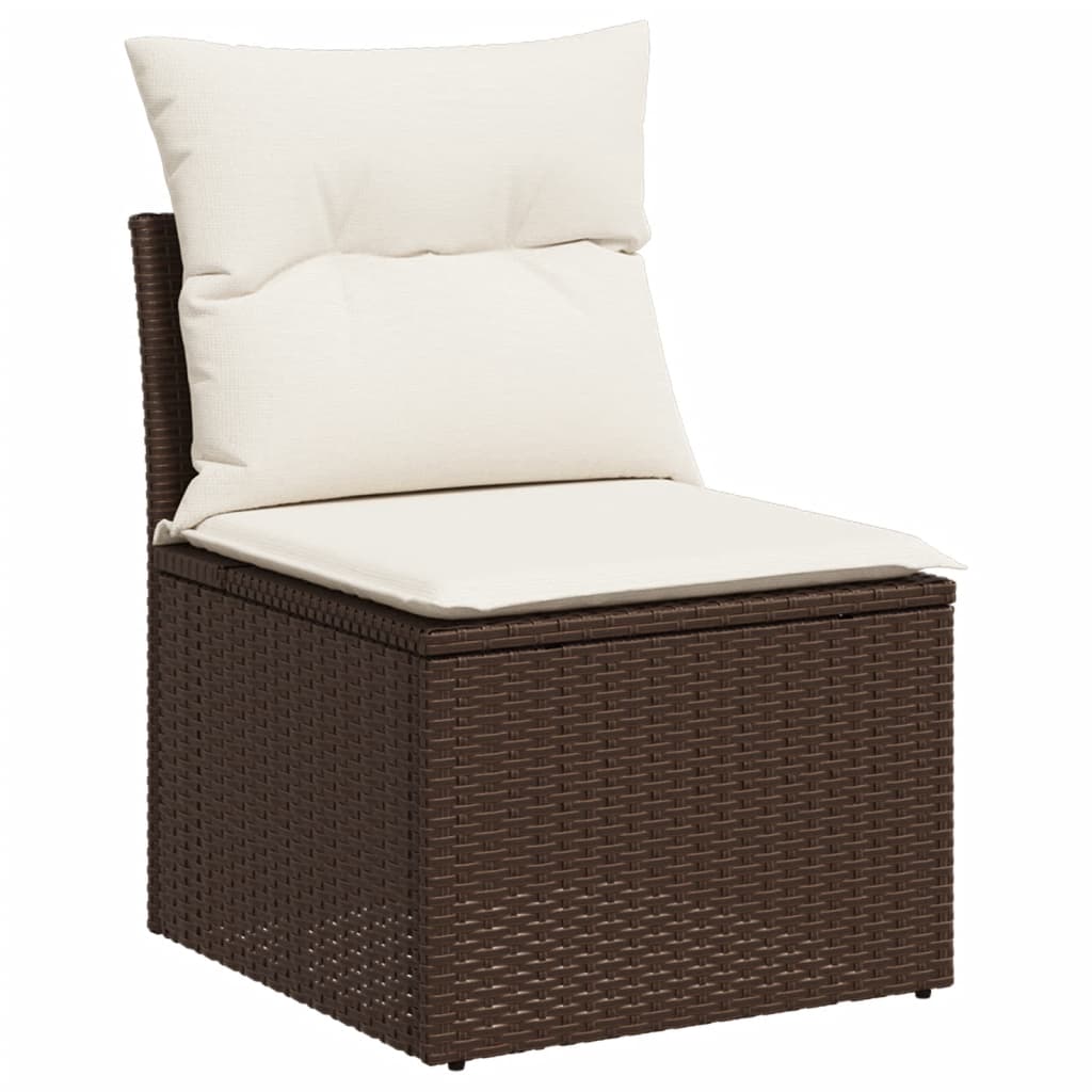 3-tlg. Garten-Sofagarnitur mit Kissen Braun Poly Rattan