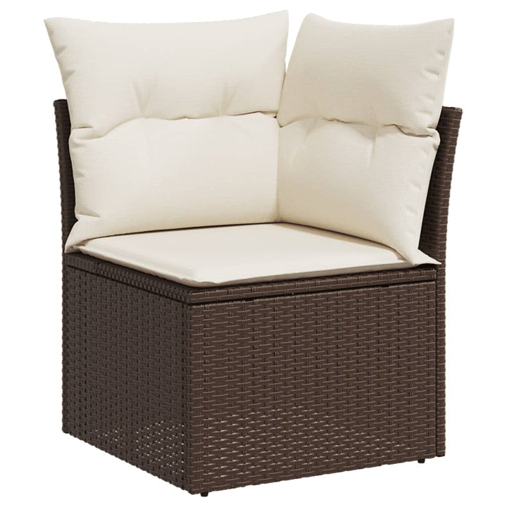 3-tlg. Garten-Sofagarnitur mit Kissen Braun Poly Rattan