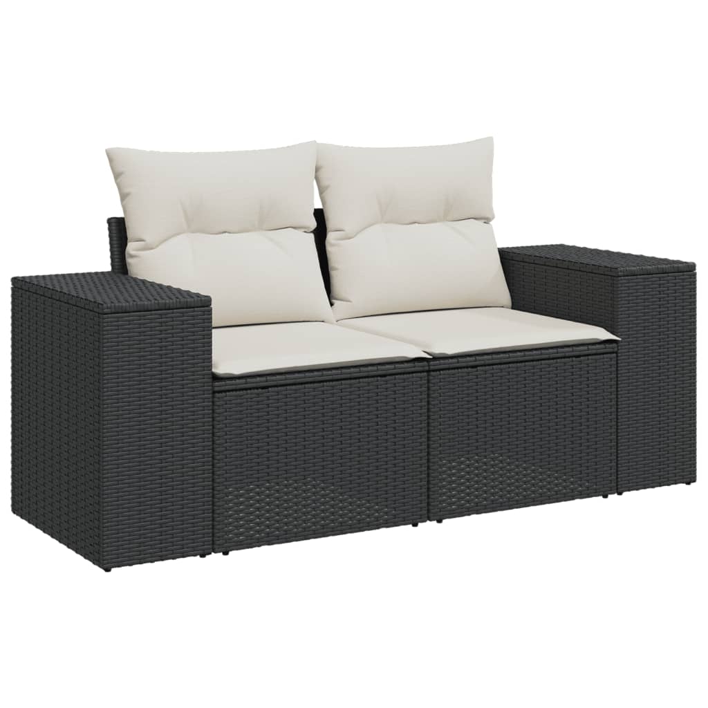 4-tlg. Garten-Sofagarnitur mit Kissen Schwarz Poly Rattan