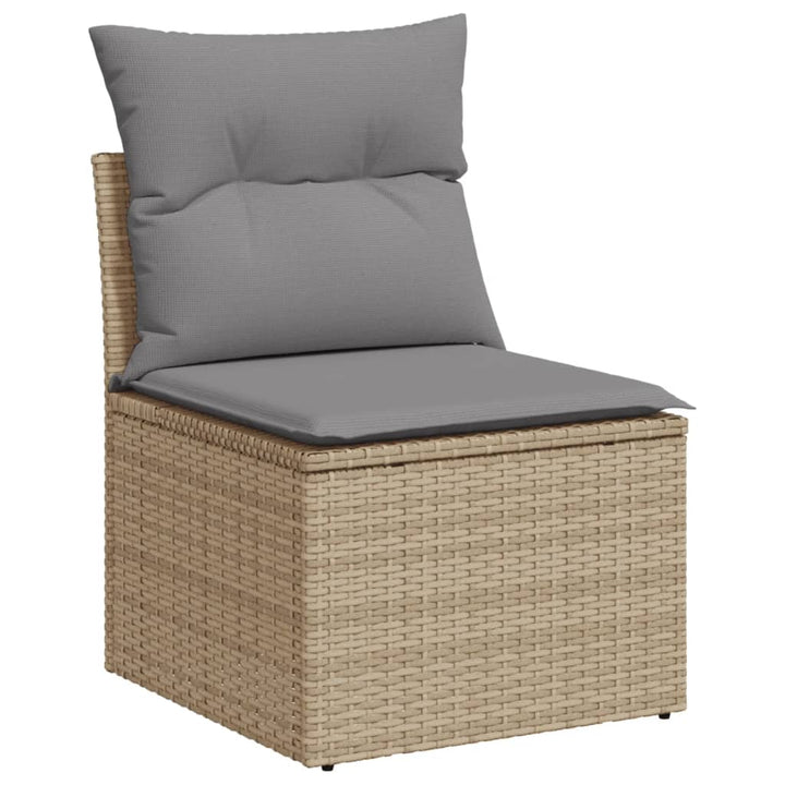 4-tlg. Garten-Sofagarnitur mit Kissen Beige Poly Rattan