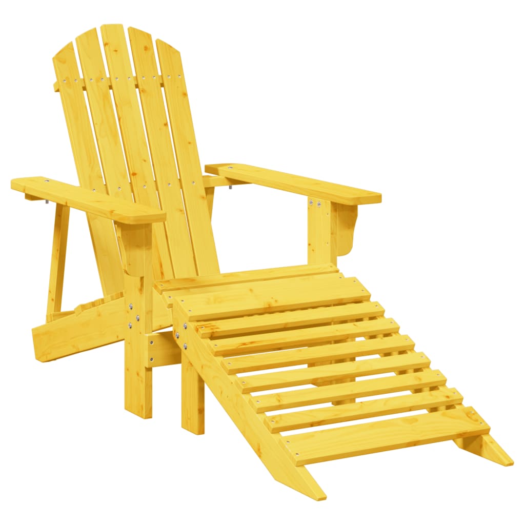 Silla Adirondack con reposapiés de madera maciza de abeto amarillo