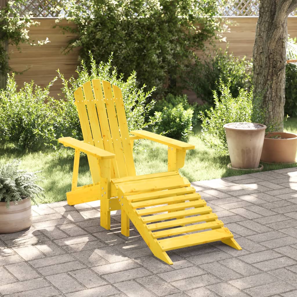 Silla Adirondack con reposapiés de madera maciza de abeto amarillo