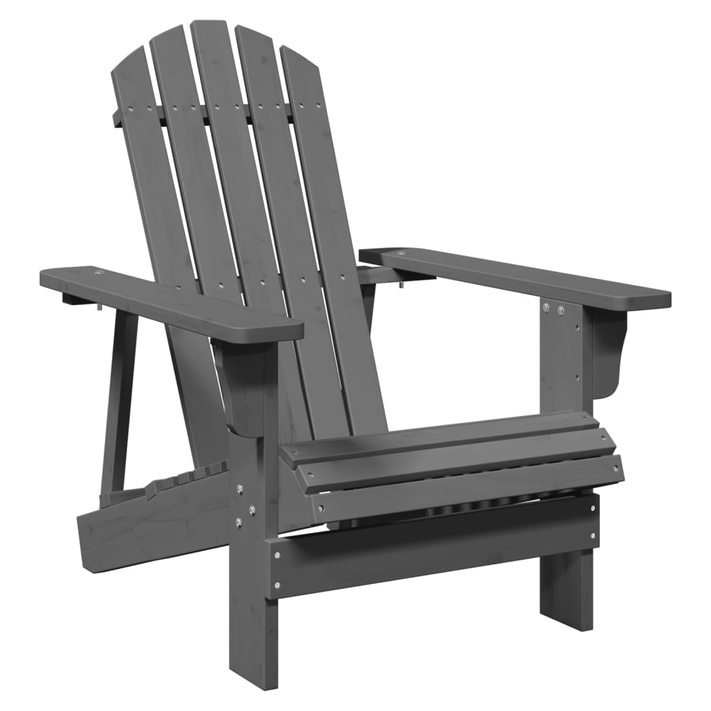 Silla Adirondack gris 69x85x90,5 cm madera maciza de abeto