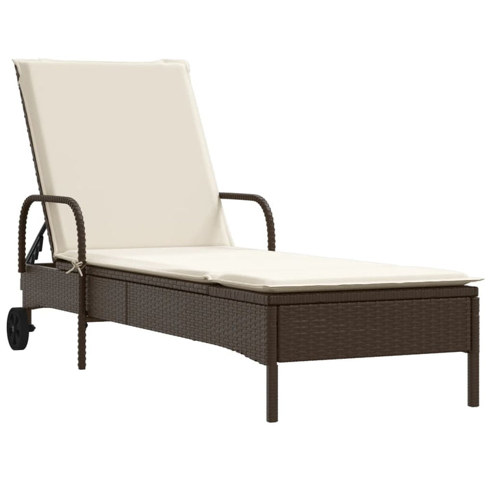 Sonnenliegen mit Auflagen 2 Stk. Braun Poly Rattan