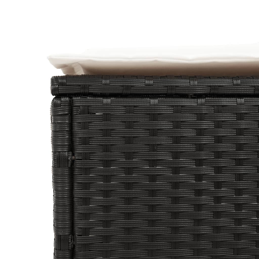 Sonnenliegen mit Auflagen 2 Stk. Schwarz Poly Rattan