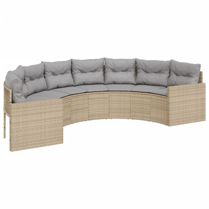 2-tlg. Garten-Sofagarnitur Halbrund Beige Poly-Rattan