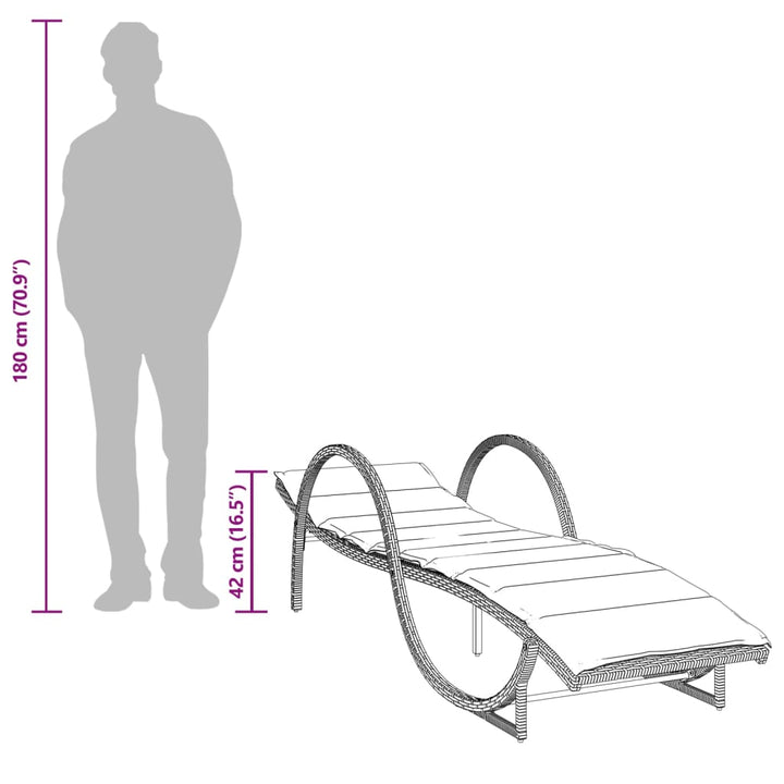 Sonnenliegen 2 Stk. mit Auflagen Hellgrau Poly Rattan