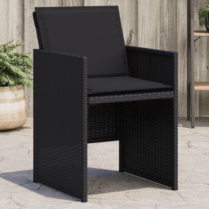 Gartenstühle mit Kissen 4 Stk. Schwarz Poly Rattan